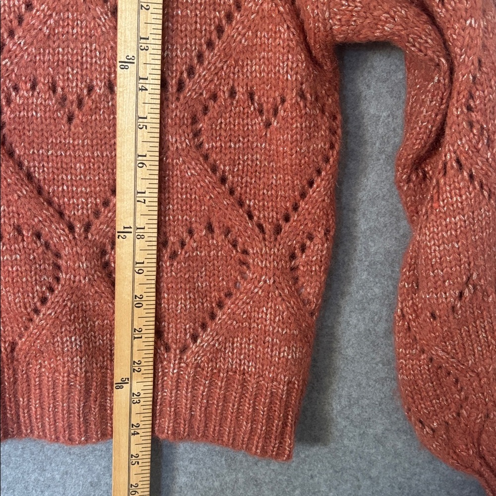 Molly Bracken OPENWORK POINTELLE KNIT AND LUREX SWEATER  XL Terracotta - Picture 7 of 12